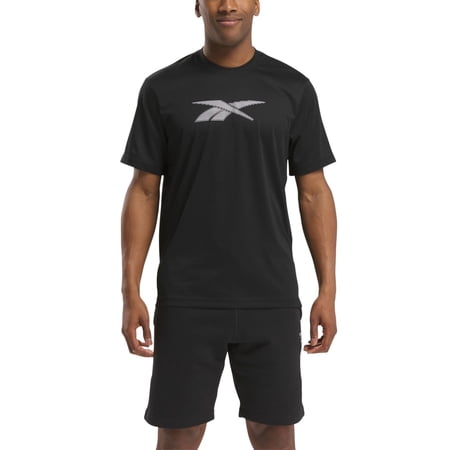 Reebok Vector T-Shirt Men XL Black Graphic Logo Performance Short Sleeve FTS1031