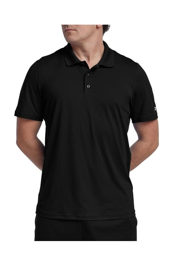 Mens Regular fit Short Sleeve Training Polo Shirt Medium Black Solid
