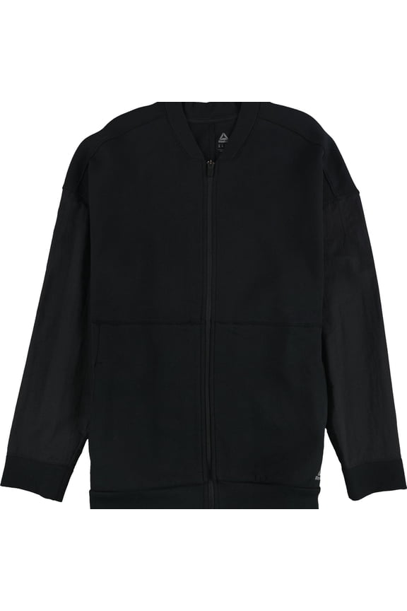 Mens Solid Mixed Media Sweatshirt, Black, X-Large