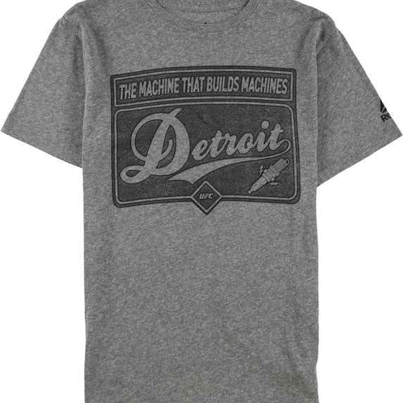 Reebok Mens The Machine That Built Machines Graphic T-Shirt, Grey, Small