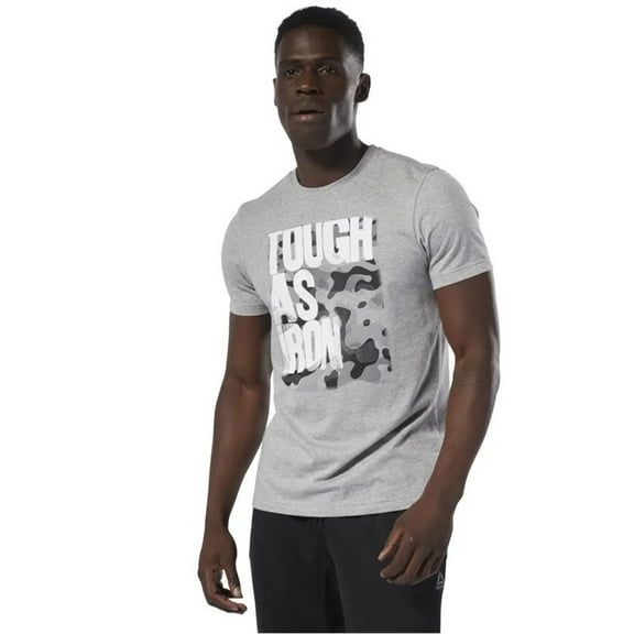 Reebok Mens Tough As Iron Graphic T-Shirt, Grey, Medium