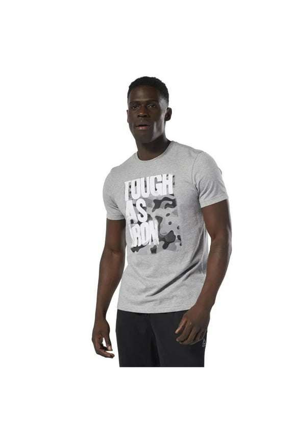 Mens Tough As Iron Graphic T-Shirt, Grey, Medium