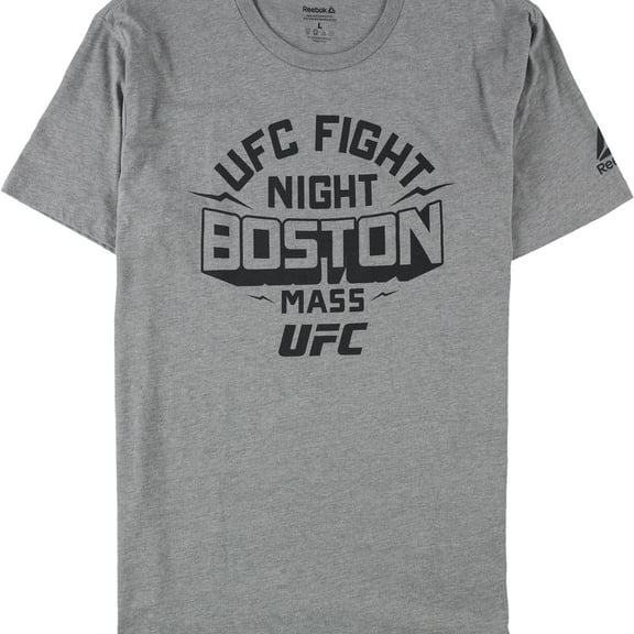 Reebok Mens UFC Fight Night Boston Mass Graphic T-Shirt, Grey, Large