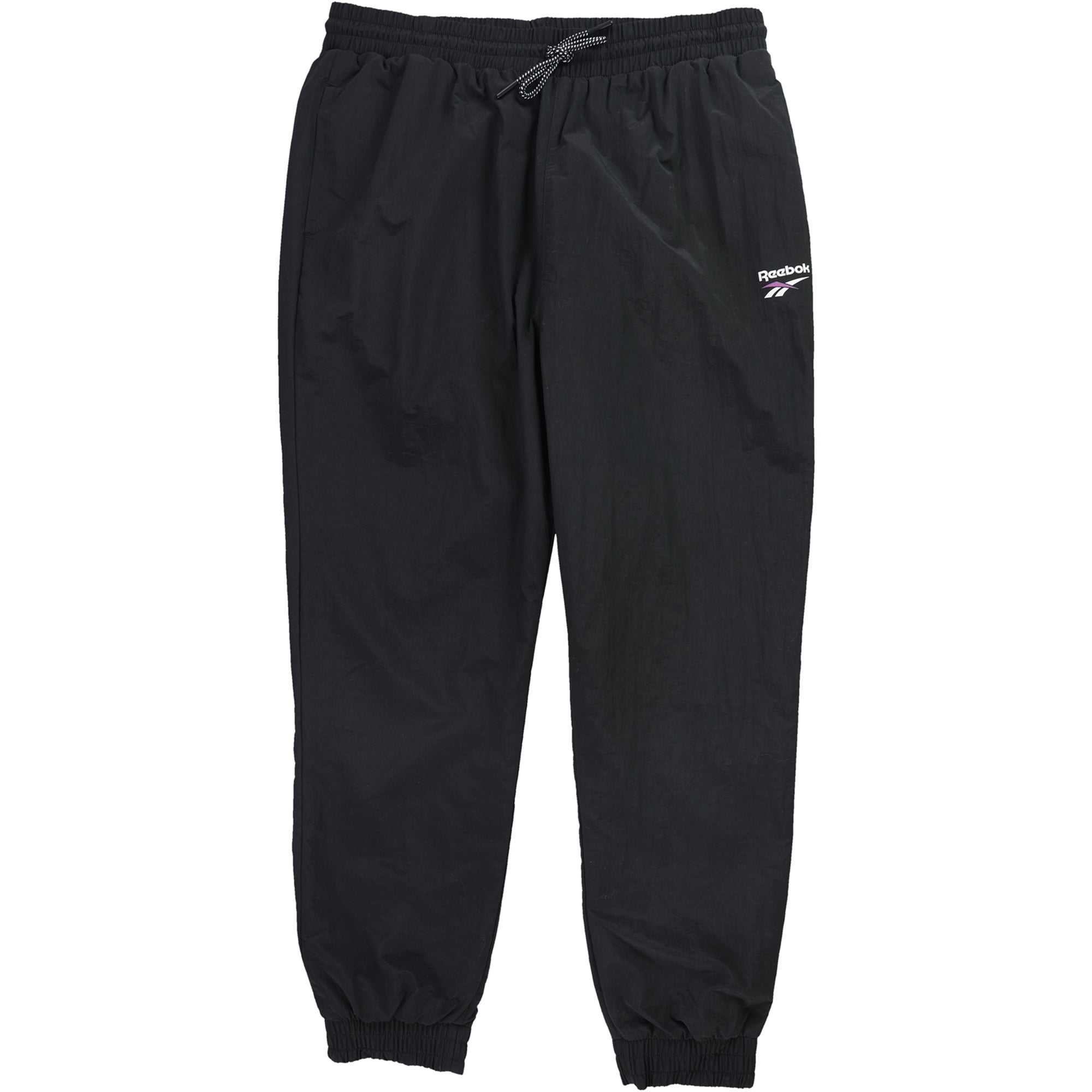 Reebok Mens Vector Logo Lounge Athletic Track Pants, Black Reebok Mens Vector Logo Lounge Athletic Track Pants, Black
