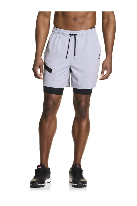 Mens and Big Mens Power Up 2-in-1 Woven Shorts (6" Inner, 9" Outer Inseam), Sizes XS-3XL