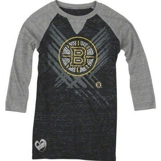  Outerstuff Boston Bruins NHL Girls Black V-Neck Short Sleeve T- Shirt : Sports & Outdoors