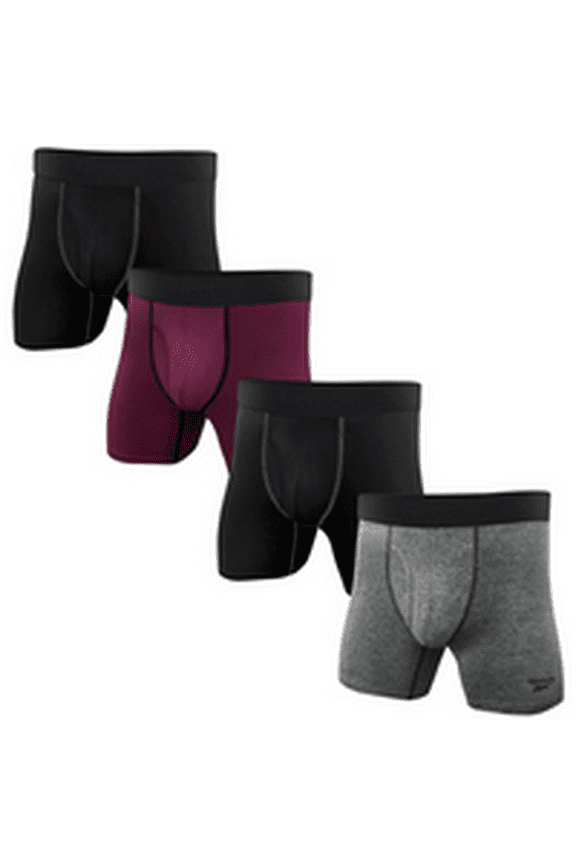 Performance Speedwick Boxer Briefs 4-Pack In Black Fig Grey Heather, L