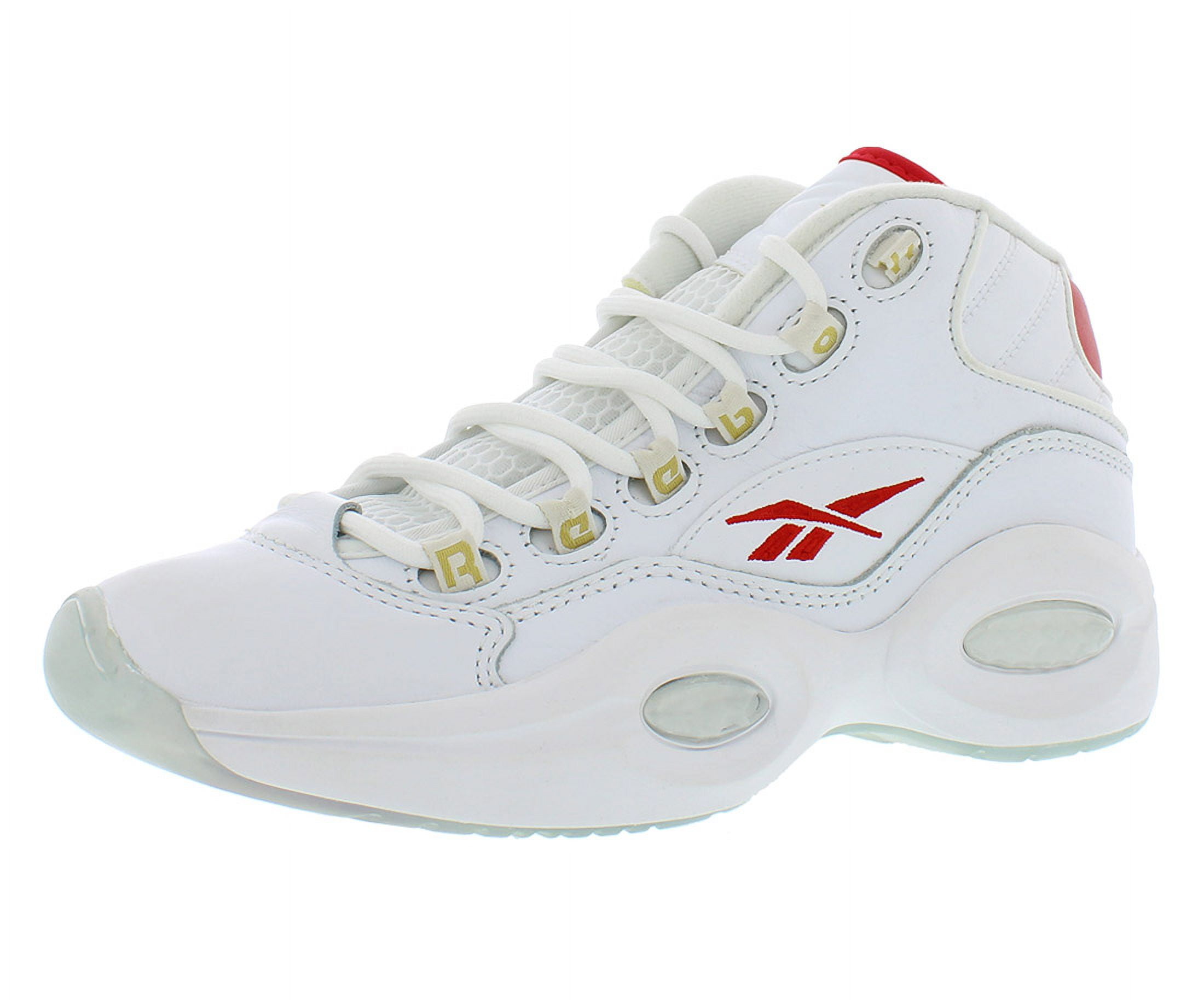 Reebok Question Mid 6 GS Boys Shoes Size 5 Color White Vector Red Footwear White Walmart