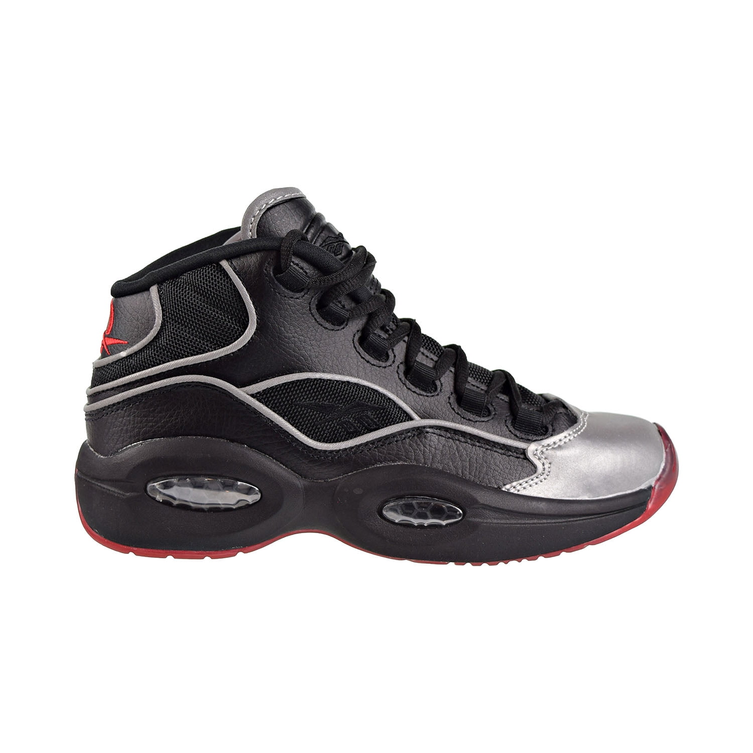 スニーカー Question Mid Jadakiss A5 Iverson Reebok Question Mid A5 Jadakiss Big Kids Shoes Black/Silver Met