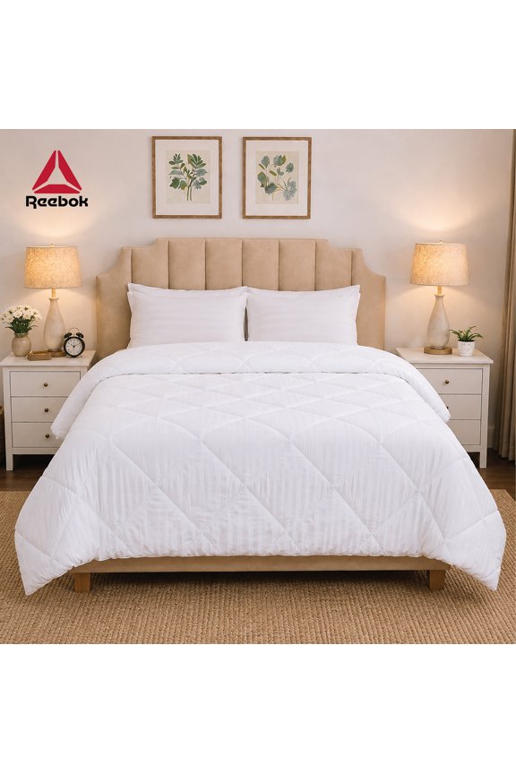 RBK FRESH Fashion Stripe Comforter - Lightweight All-Season, Breathable Performance Bedding Full/Queen White