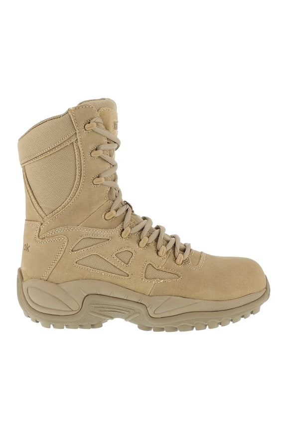 Women's ReebokĀ® Composite Toe 8" Side Zip Stealth Boots Desert Tan 5.5 2E (Wide)