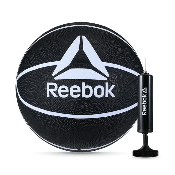 Reebok Size 7 Basketball with inflatable Pump - Durable Rubber Basketball for Indoor & Outdoor Play,Black – Official Size 7 Basketball for Adults and Teens