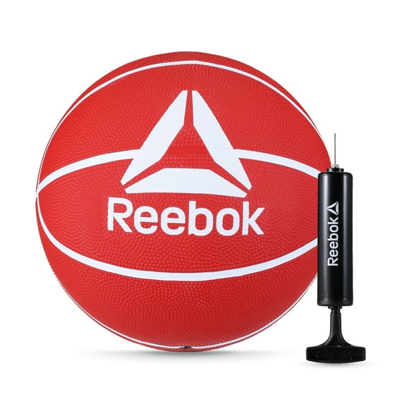 Reebok Size 7 Basketball with inflatable Pump - Durable Rubber Basketball for Indoor & Outdoor Play, Red – Official Size 7 Basketball for Adults and Teens