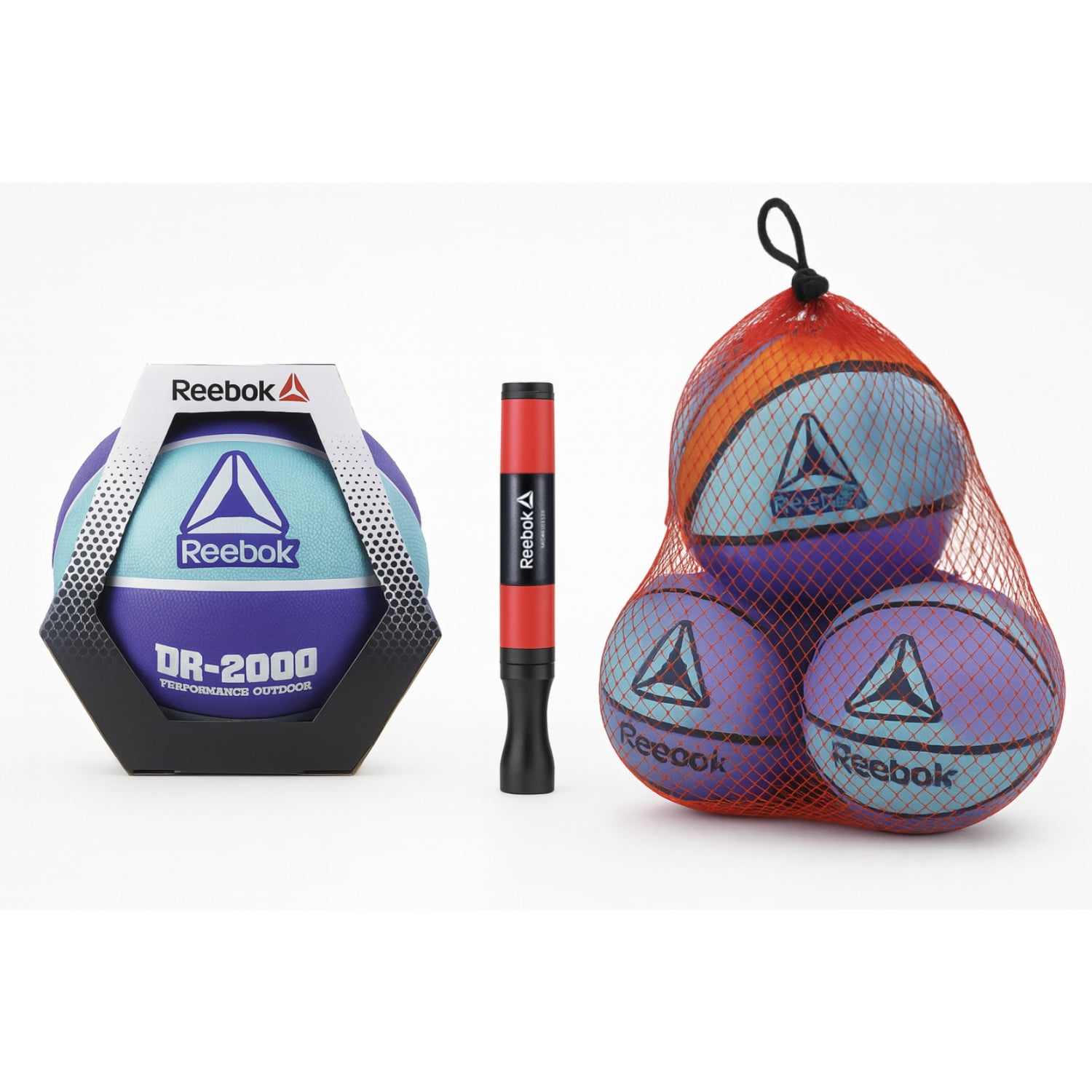 Reebok Sponge Cushion Basketball Kit – Official Size 7 Sponge Cushion Basketball with Dual Action Hand Pump & Breathable Mesh Ball storage Bag