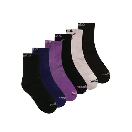 Reebok Tech Comfort Targeted Cushion MidCrew Socks, 6-Pack