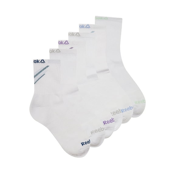 Reebok Tech Comfort Targeted Cushion MidCrew Socks, 6-Pack