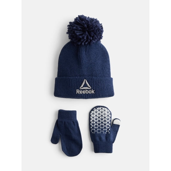Reebok Toddler Boys' Beanie Hat and Mitten Set, 3-Piece, One Size
