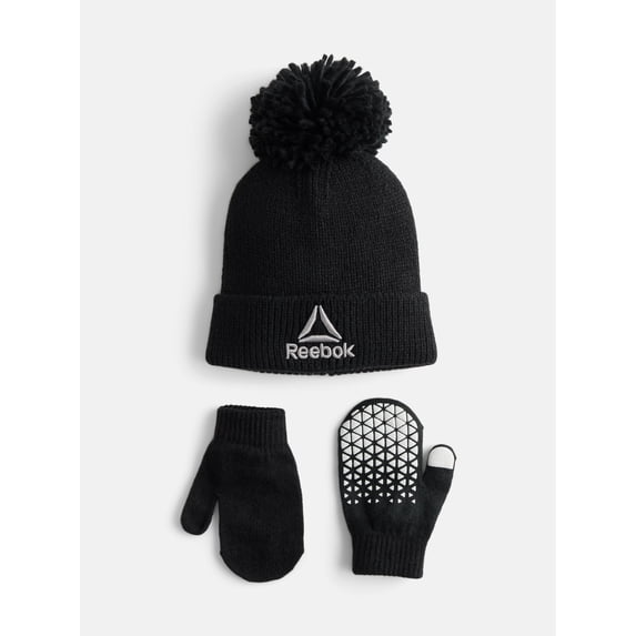 Reebok Toddler Boys' Beanie Hat and Mitten Set, 3-Piece, One Size