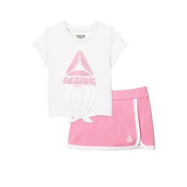 Reebok Toddler Girl's 2 Piece Short Sleeve Tee and Skort Set, Sizes 12M - 5T
