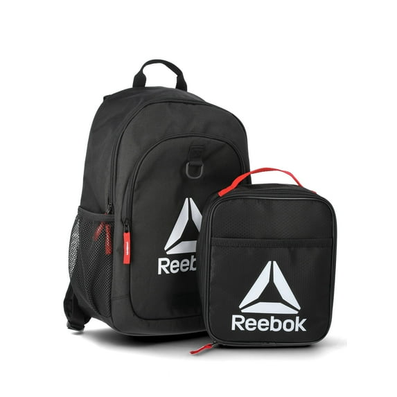 Reebok Unisex Kids' Charlie 17" Laptop Backpack with Lunch Box, 2-Piece Set, Black