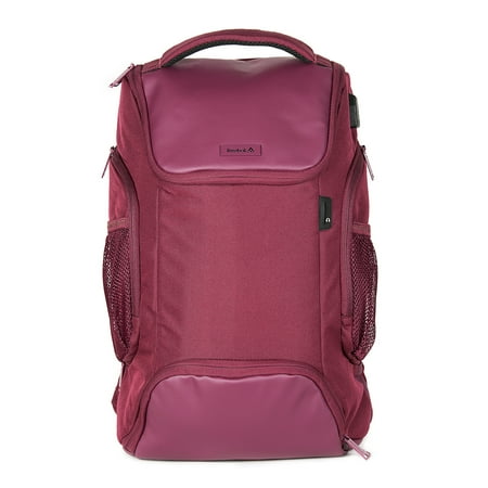 Reebok Unisex Nolan Tech USB Laptop 18" Backpack, Grape Wine