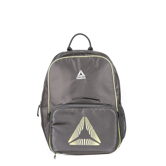 Reebok Unisex eco-friendly Polyester Scout Backpack with Lunch Box, Black/Green