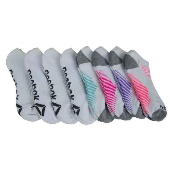 Reebok Women's 8 Pack Low Cut Socks, White, 4-10