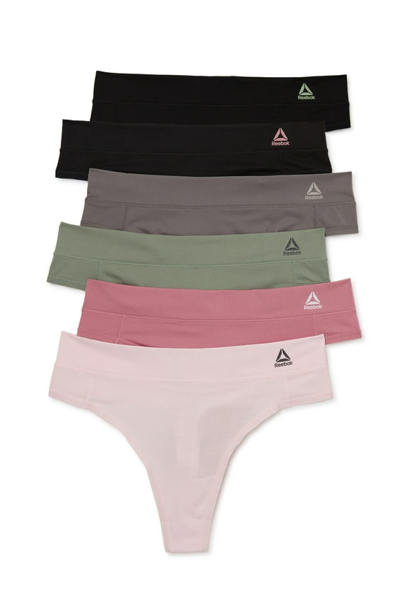 Women's Underwear Airtech Performance Thong Panties, 6-Pack, Sizes XS-3XL