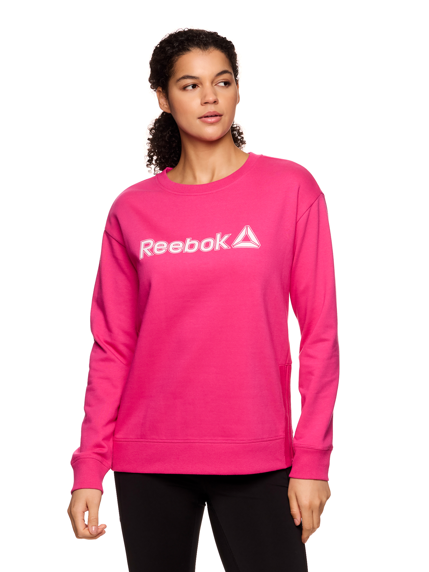 Reebok Womens Branded Graphic Crewneck with Side Zipper, Sizes Xs-xxxl
