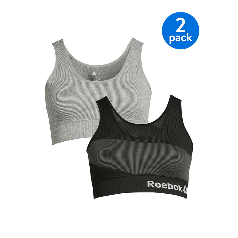 Reebok Women's Sports Bras, 2 Pack Low impact Black Grey Size L