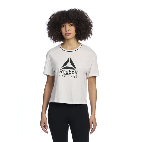 Reebok Women's Cropped Graphic Tee with Side Slits, Sizes XS-XXXL