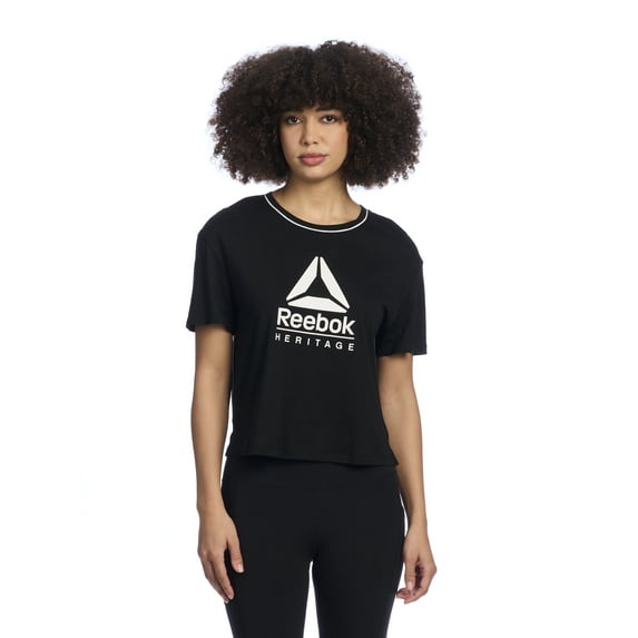 Reebok Women's Cropped Graphic Tee with Side Slits, Sizes XS-XXXL