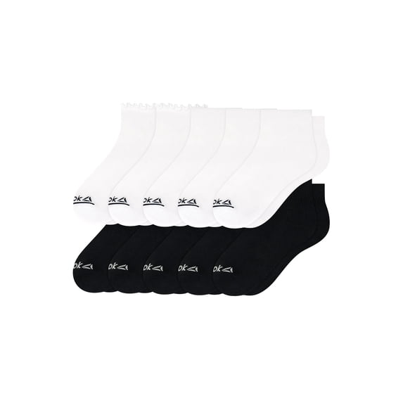 Reebok Women’s Cushion Ruffle Ankle Socks, 10 Pack, Size 4-10