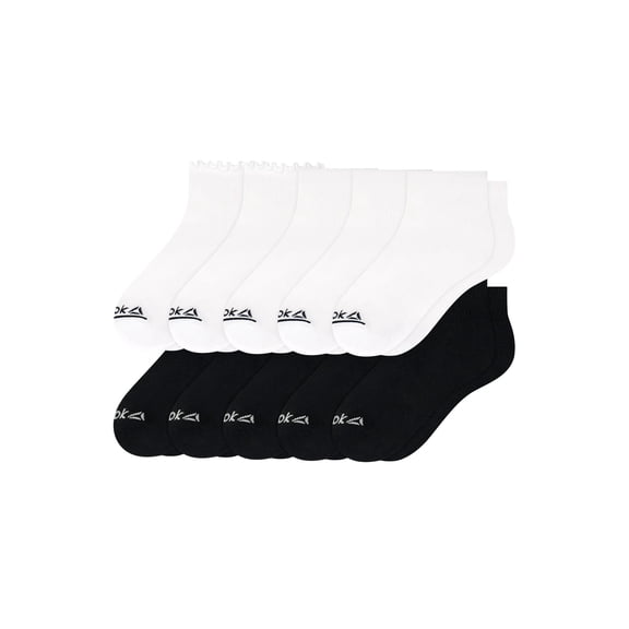 Reebok Women’s Cushion Ruffle Ankle Socks, 10 Pack, Size 4-10