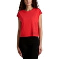 thumbnail image 1 of Reebok Women's Dynamic Branded Piping Cropped Short Sleeve Tee, 1 of 4
