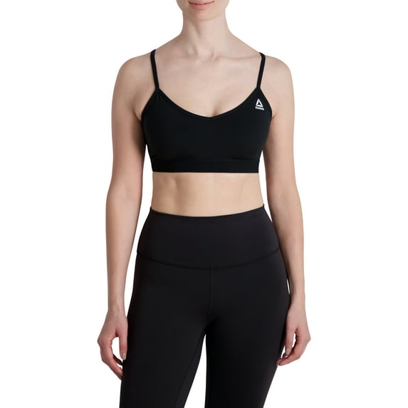Reebok Women's Everyday Racerback Sports Bra with Mesh Panel and Removable Cups