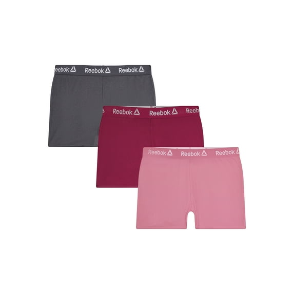 Reebok Women's Underwear Flex Rib Boyshort Panties, 3-Pack, Sizes XS-3XL