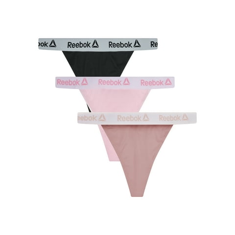 Reebok Women's Underwear Flex Rib Hi-Cut Thong Panties, 3-Pack, Sizes XS-3XL