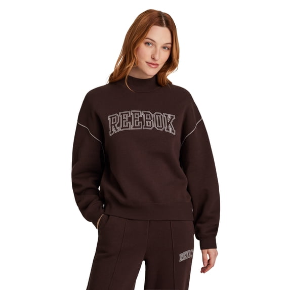 Reebok Women's Game Day Fleece Contrast Stitch Mock Neck Top, Sizes XS-XXXL