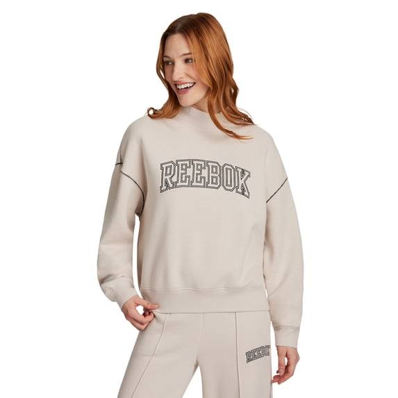 Reebok Women's Game Day Fleece Contrast Stitch Mock Neck Top, Sizes XS-XXXL