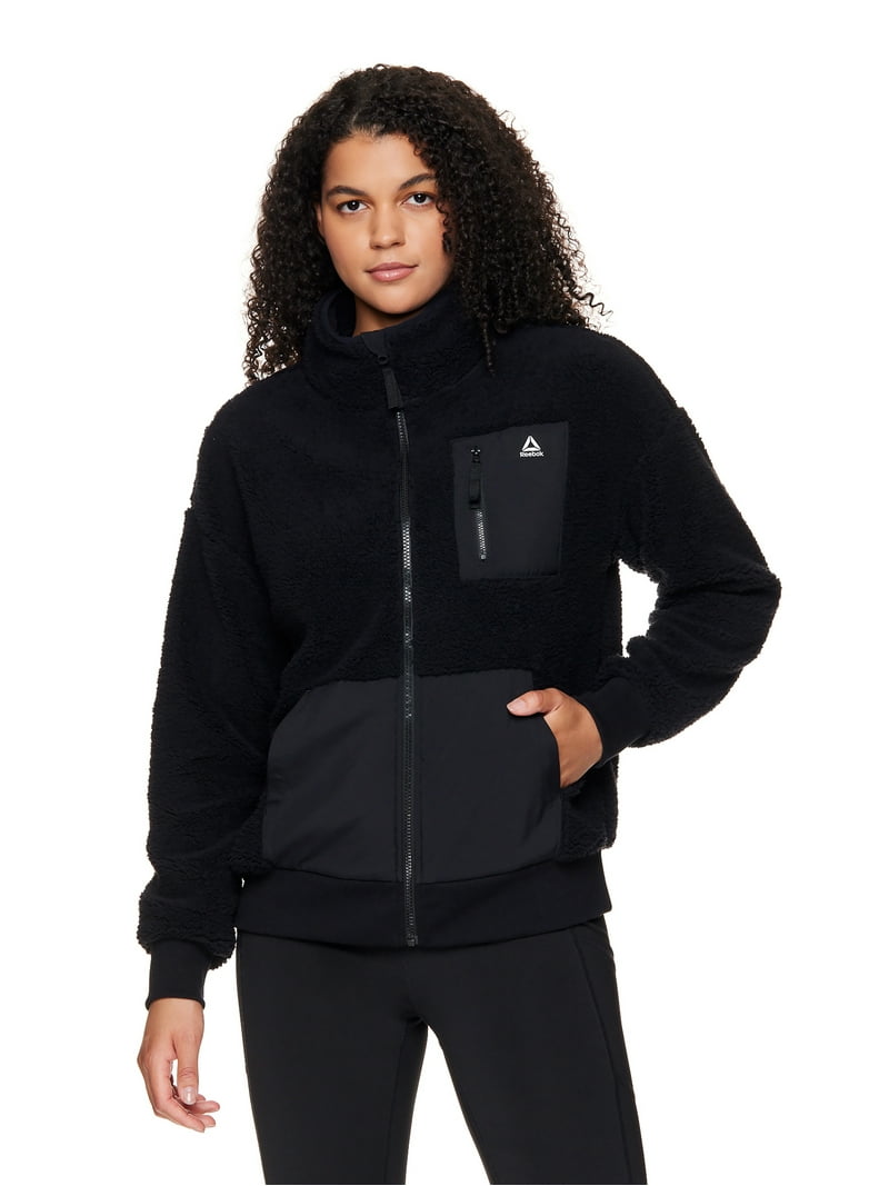 Reebok Women's Getaway Sherpa Jacket With Front Zipper Pocket