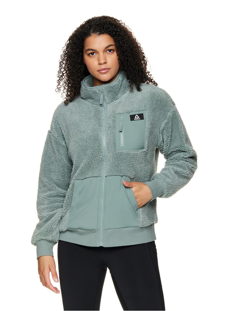 Reebok women's Getaway Sherpa Jacket Full Zip Winter Coat