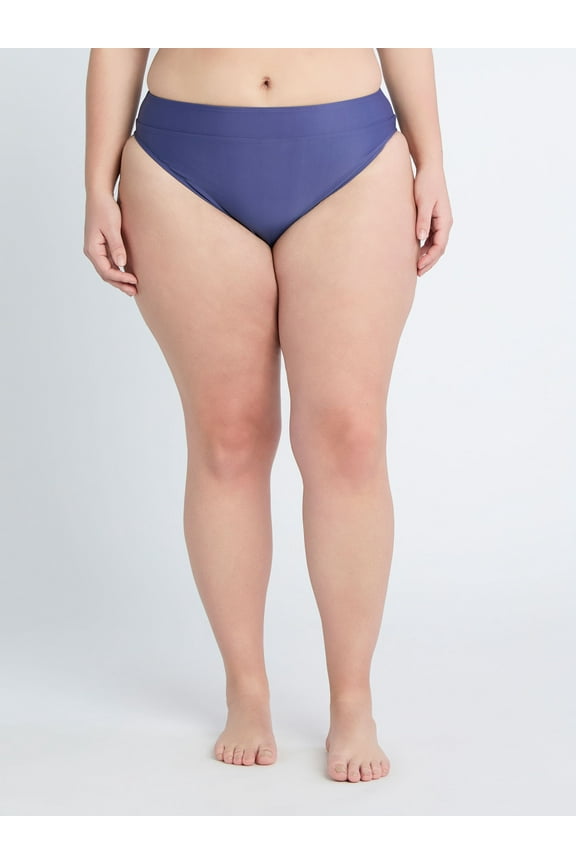 Women's High Waist High Cut Swim Bottoms with UPF 50+, Sizes XS-XXL