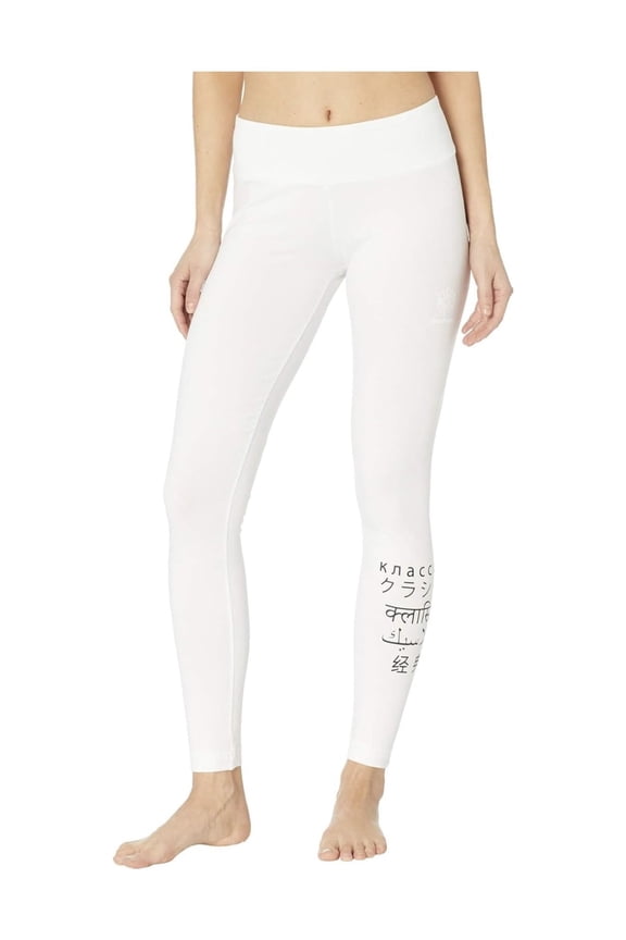 Women's High-Waisted Leggings with Multilingual Print Soft Stretch Yoga Pants for Workout or Casual Wear, Size - Large