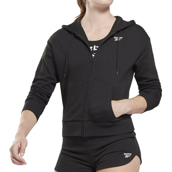 Reebok Womens Athletic Hoodie Sweatshirt, Black, X-Small