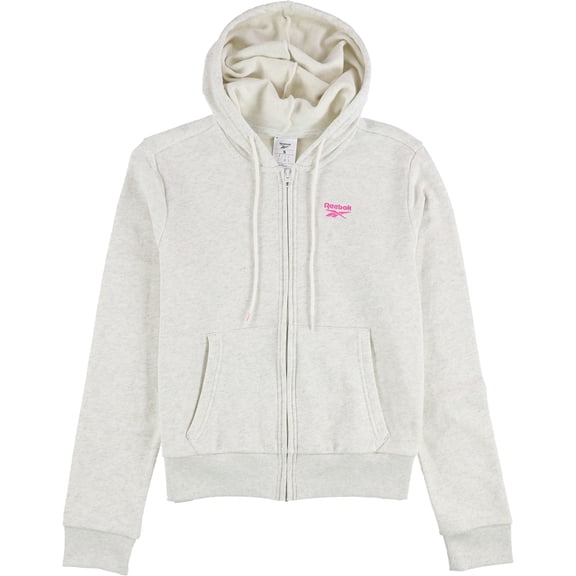Reebok Women's Identity Small Logo French Terry Full-Zip, Chalk Melange, Medium