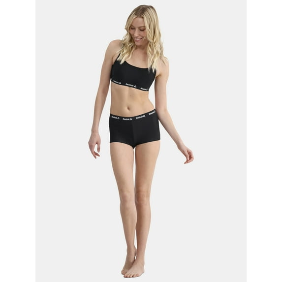 Reebok Women's Logo Waistband Swim Boyshorts with UPF 50+, Sizes XS-XXL