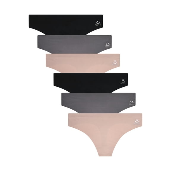 Reebok Women's Underwear Micro Bonded Thong Panties, 6-Pack, Sizes XS-3XL