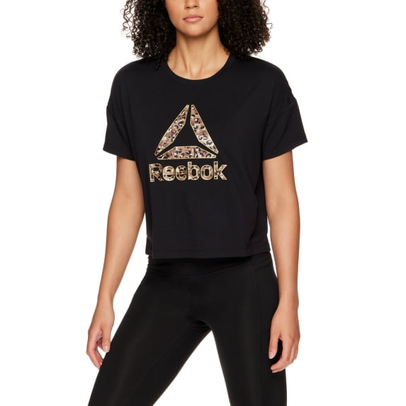 Reebok Women's Motion Graphic Cropped Short Sleeve Tee