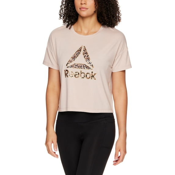 Reebok Women's Motion Graphic Cropped Short Sleeve Tee